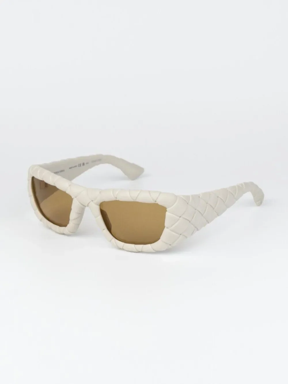 Bottega Veneta Men Sunglasses Pattern Chalk White Brown Rectangle BV1303S 006